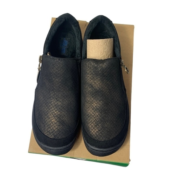 - NIB JBU by Jambu Black Gold Cranberry Side-zip Fleece Lined Loafer Shoe - Picture 7 of 13